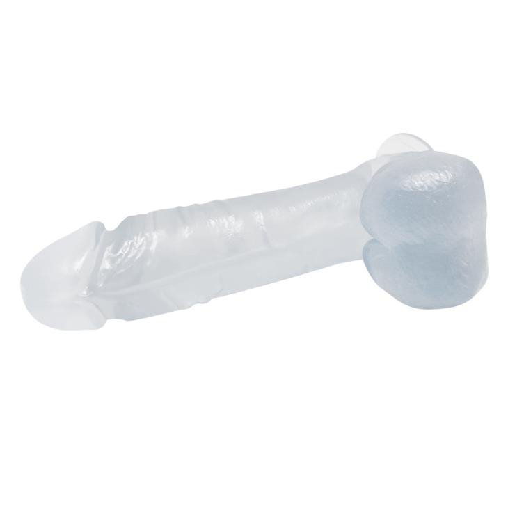 Dildo realne żelowe z jądrami na przyssawce błękietne 19 cm