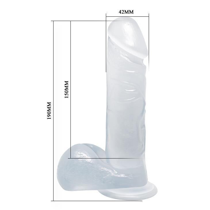 Dildo realne żelowe z jądrami na przyssawce błękietne 19 cm