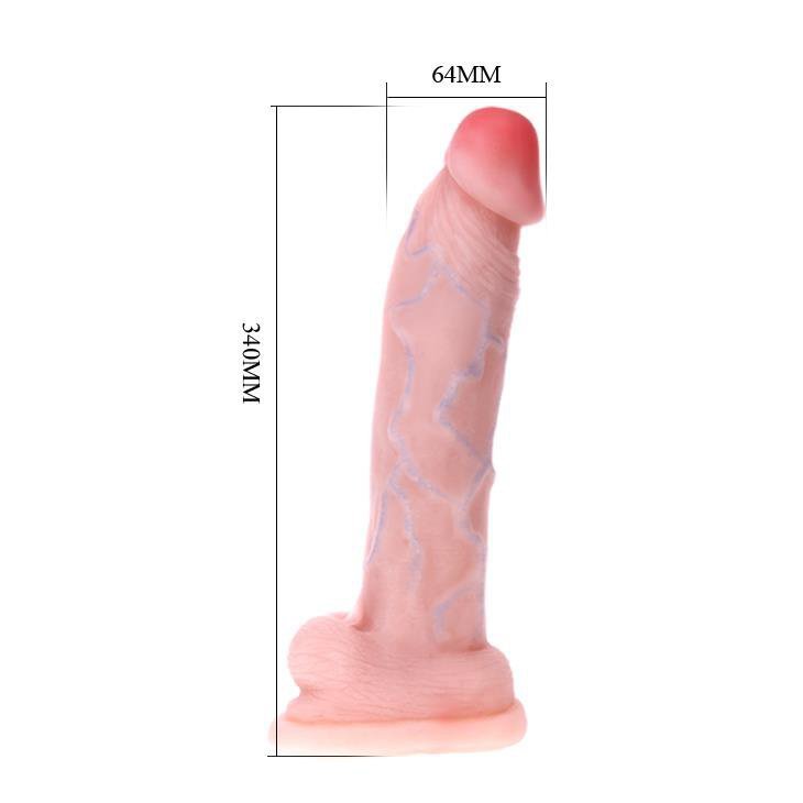 Dildo ogromny penis z jądrami na przyssawce 34 cm
