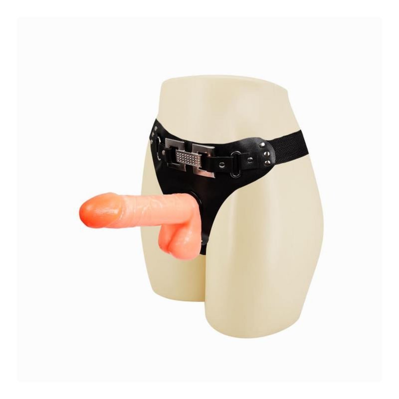 Strap-on pas uprząż dildo z jądrami zabawka erotyczna dla lesbijek