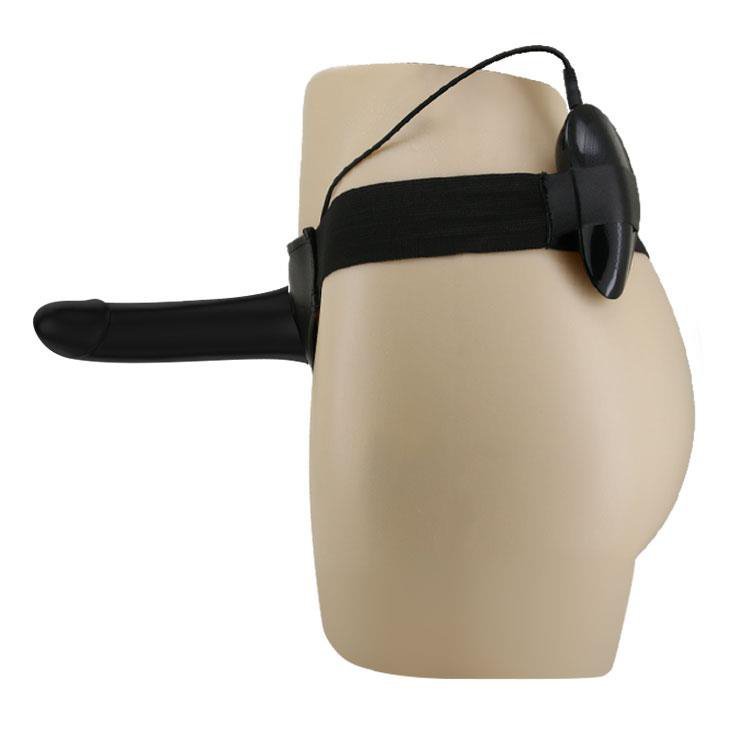Czarna proteza penisa przedłużka dildo strap on z funkcją wibracji