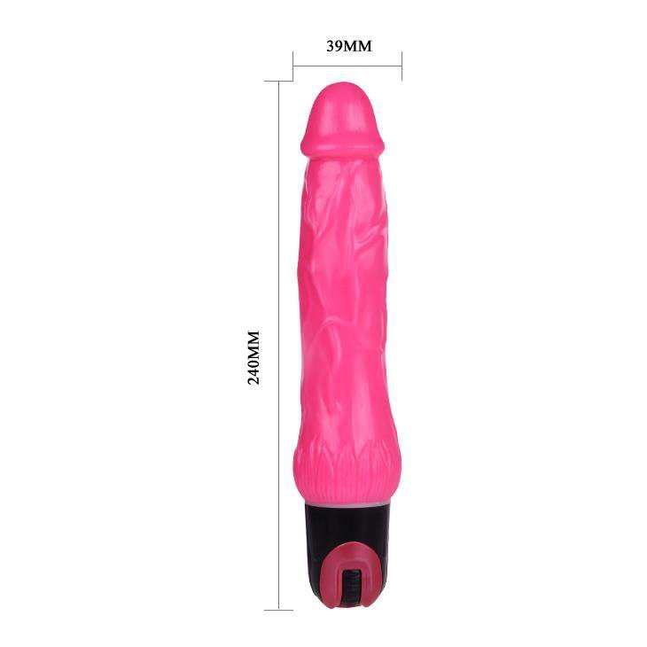 Żylaste wibrujące dildo różowe Baile 24 cm