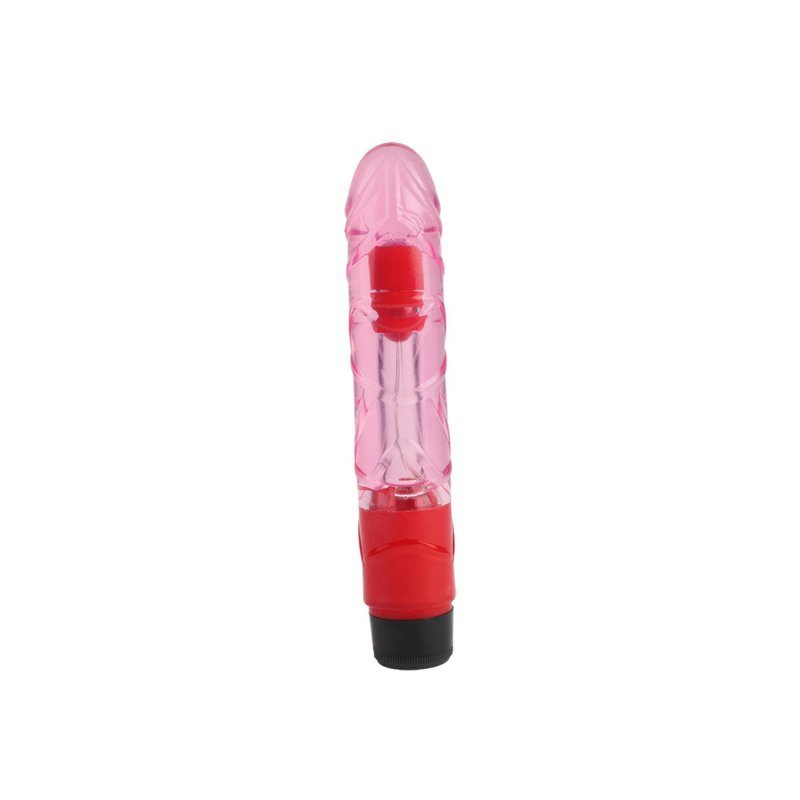 Przezroczysty wibrator z żyłami i główką różowy 22cm