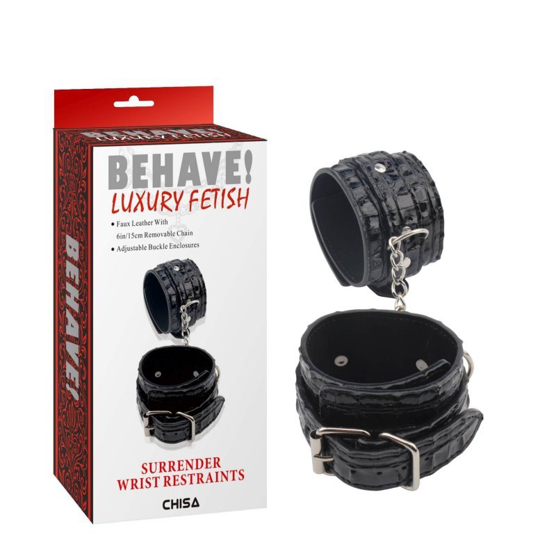 Kajdanki erotyczne skórzane czarne Surrender Wrist Restraints