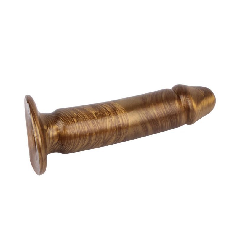 Realistyczne dildo waginalno analne na przyssawce złote