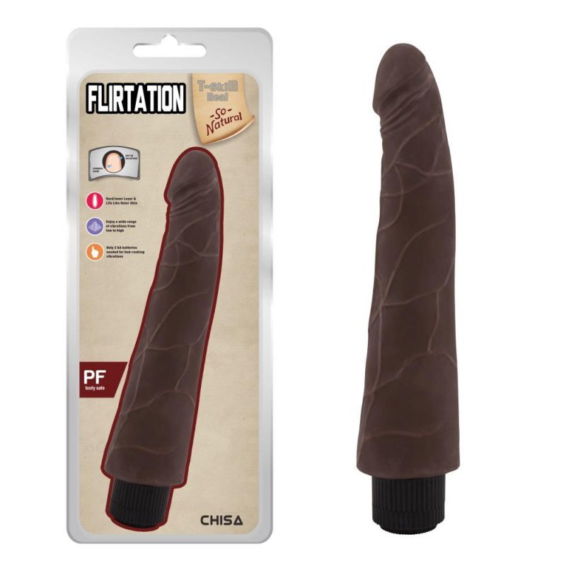 Brązowy murzyński penis dildo wibrator 24cm