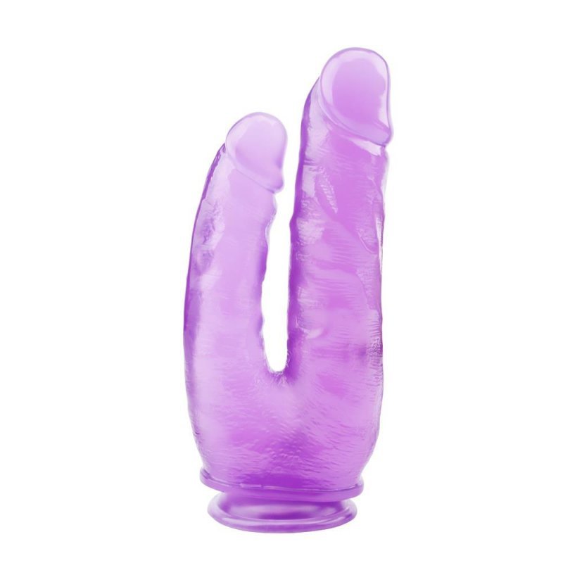 Podwójne duże dildo pochwa-anus 23cm Purple