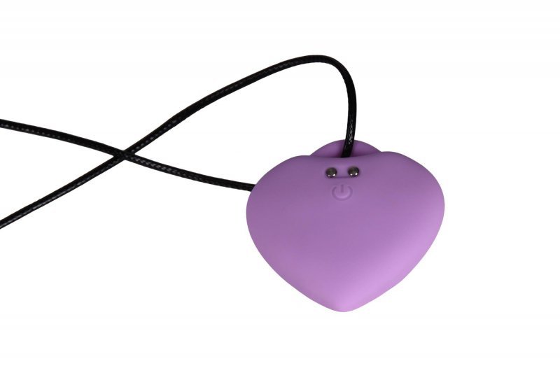Wibrujący naszyjnik serduszko do masażu łechtaczki i sutków PleasureStone violet