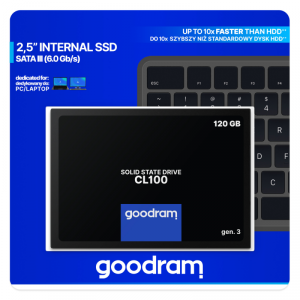 Dysk SSD GOODRAM CL100 gen. 3 2.5″ 120 GB SATA III (6 Gb/s) 500MB/s 360MS/s