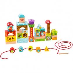 TOOKY TOY Układanka Klocki Do Nawlekania o Tematyce Lasu