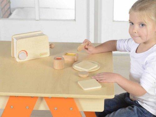 Drewniany Toster + Masło Kromka Nóż Talerz Dżem Masterkidz