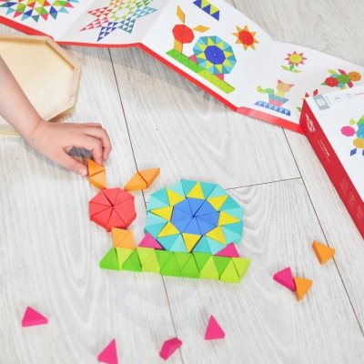 TOOKY TOY  Puzzle Ośmiokątne Drewniana Mozaika Edukacyjna (73el.)