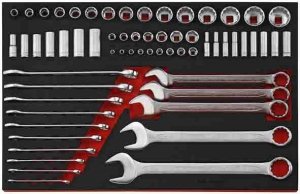 62-elementowy Zestaw kluczy płasko-oczkowych i nasadek Teng Tools TTEAF62