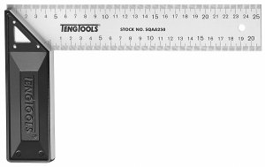 Kątownik stolarski z połączeniem uciosowym i przykładnią z tworzywa sztucznego 250 mm SQAA250