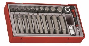 Nasadki trzpieniowe z grotami sześciokątnych, w zestawie. Z chwytem ?1. Teng Tools TTHEX3