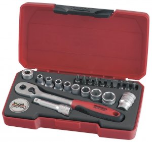 Zestaw kluczy nasadowych z chwytem kwadratowym 1/4 Teng Tools T1422