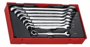 8-elementowy zestaw kluczy płasko-oczkowych zapadkowych calowych Teng Tools TT6508R