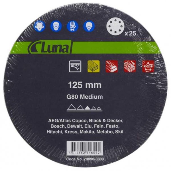 Krążek ścierny papierowy 125 G40 8-H NO-FILL