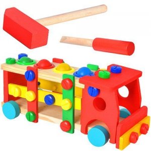 Drewniana zabawka edukacyjna ciężarówka dla dziecka