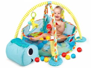 Duża mata edukacyjna żółwik 3w1 kojec z piłkami 0+ ECOTOYS 