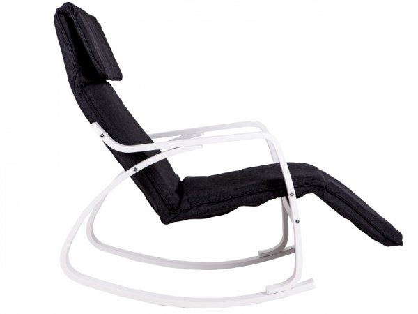 Fotel bujany regulowany podnóżek biało czarny