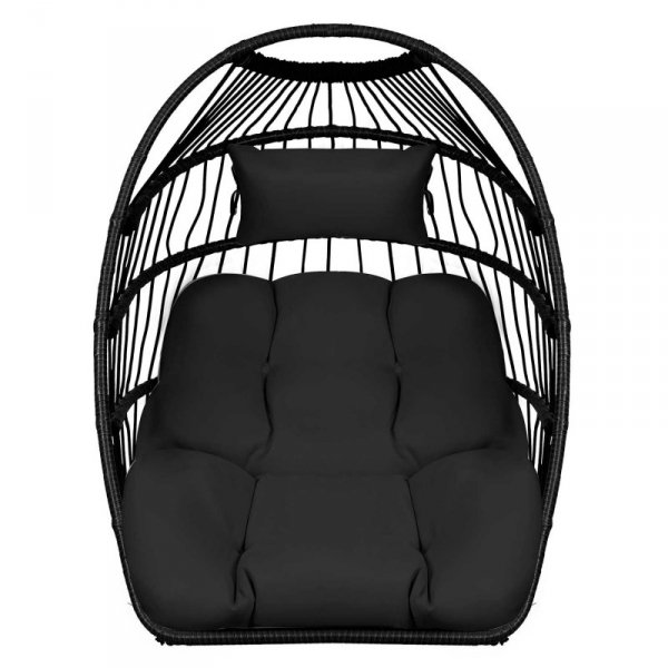 Wiszący fotel ogrodowy kokon czarny + czarne poduszki Sofotel