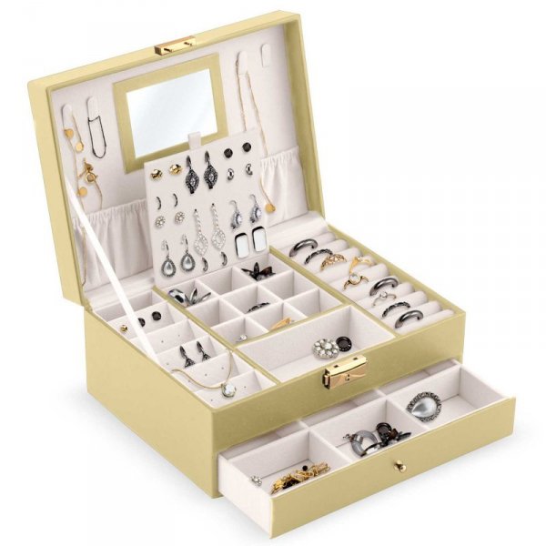 elegancki organizer szkatułka na biżuterię - złota