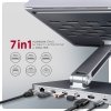 HMC-STND Stojak z wieloportowy hub Aluminiowy 7in1, 5Gbps, do 10-16 cali laptopów, nastawny, 3x USB-A, HDMI 4K/60Hz,