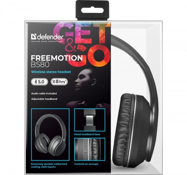 Słuchawki bezprzewodowe nauszne Freemotion B580 Czarne