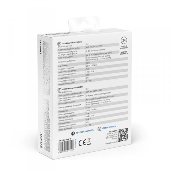 Słuchawki bezprzewodowe Bluetooth 5.3 z mikrofonem, ENC, QC, TWS-11
