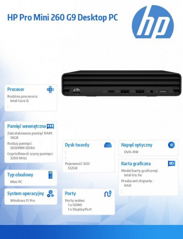 Komputer 260 Mini G9 i5-1335U/512GB/16GB/W11P 883X9EA