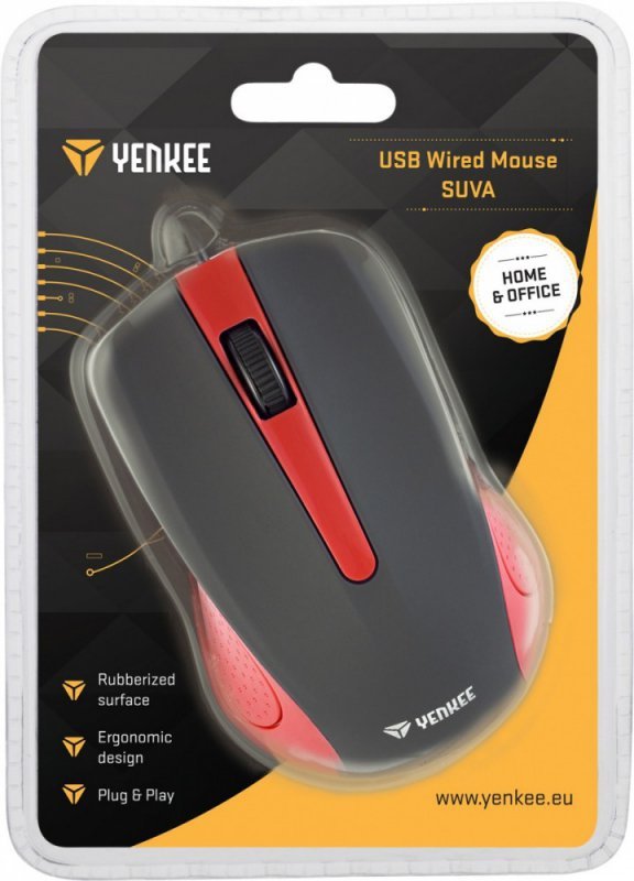Mysz przewodowa USB 3 przyciski, gumowana powierzchnia