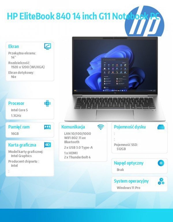 Notebook EliteBook 840 G11 U5-125U 512GB/16GB/W11P/14.0   9G0E5ET