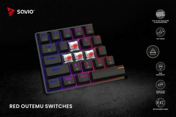 Klawiatura mechaniczna BLACKOUT X2  OUTEMU Red, Hot Swap