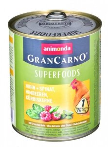 ANIMONDA GranCarno Superfoods: kurczak szpinak - mokra karma dla psa - 800g