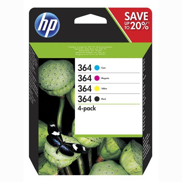 HP oryginalny ink / tusz N9J73AE, HP 364 Combo pack, CMYK, blister, 4-pack + paper