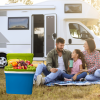 Lodówka turystyczna 22,5L KAMAI FIESTA na wkłady mrożące, błękitna z zieloną pokrywą i uchwytem