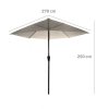 PARASOL OGRODOWY ŚCIENNY DUŻY SOLIDNY SKŁADANY 2,7 M Z KORBKĄ ECRU- LORCA