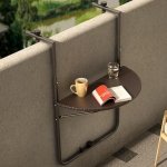 Stolik balkonowy składany zawieszany na poręcz brązowy ModernHome