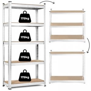 Regał magazynowy 205x120x45 cm stal galwanizowana 5 półek 875 kg ModernHome