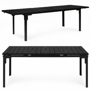Stół ogrodowy rozkładany 180-240 cm do 12 os. stal HDPE czarny MultiGarden