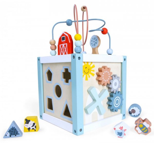 Drewniana kostka edukacyjna sorter +klocki ECOTOYS