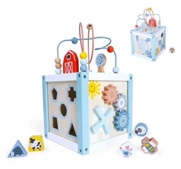 Drewniana kostka edukacyjna sorter +klocki ECOTOYS