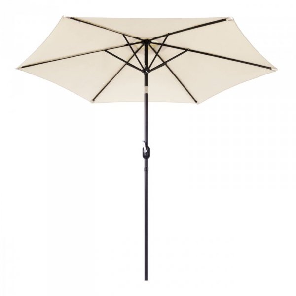 Duży parasol ogrodowy skośny łamany z korbą 6 żeber beżowy 270 cm MultiGarden