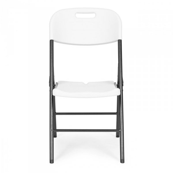 Komplet 2 krzeseł składanych zestaw cateringowy metal HDPE białe ModernHome