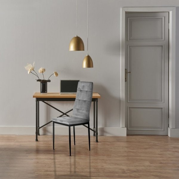 Komplet 4 krzeseł krzesło welurowe do jadalni i salonu 4 sztuki szare ModernHome