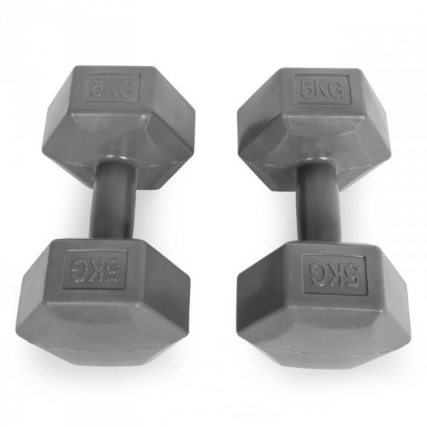 Hantle sześciokątne zestaw 2x5 kg ciężarki do ćwiczeń obciążniki fitness szare ModernHome