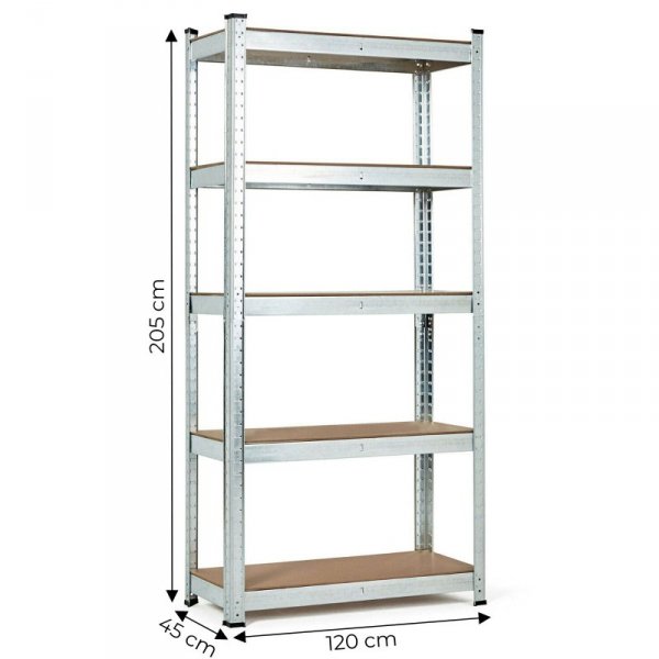 Regał magazynowy 205x120x45 cm stal galwanizowana 5 półek 875 kg ModernHome