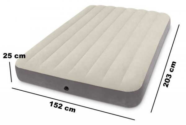 Materac welurowy do spania dwuosobowy dmuchany 203x152 cm INTEX 64103