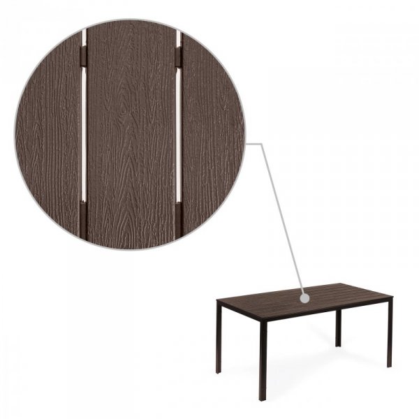 Stół ogrodowy 6-osobowy 156x78 cm polywood meble na taras brązowy